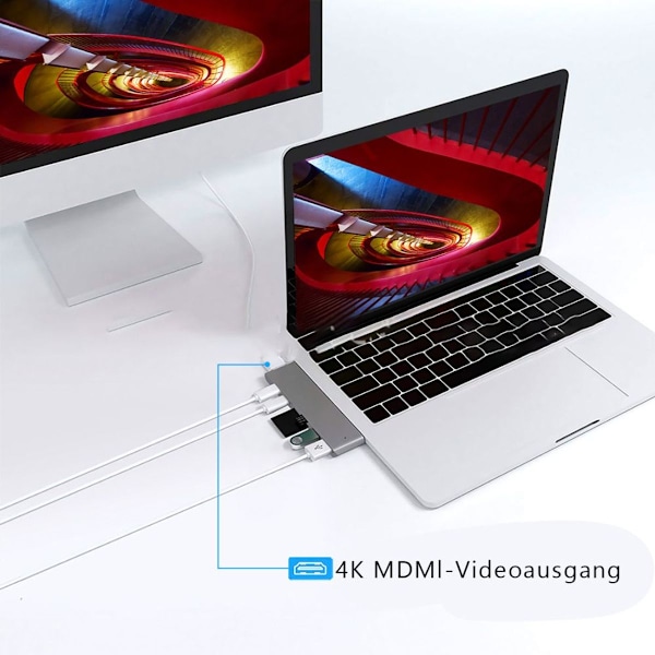 USB C Hub Adapter för MacBook Pro M1 / ​​MacBook Air M1 2020 2019 2018 13 tum 15 KLB