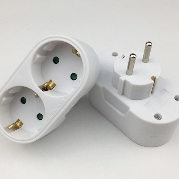 2-vejs EU-stikkontakt, multistikkontakt, strømstik, tredobbelt stikkontakt-adapter