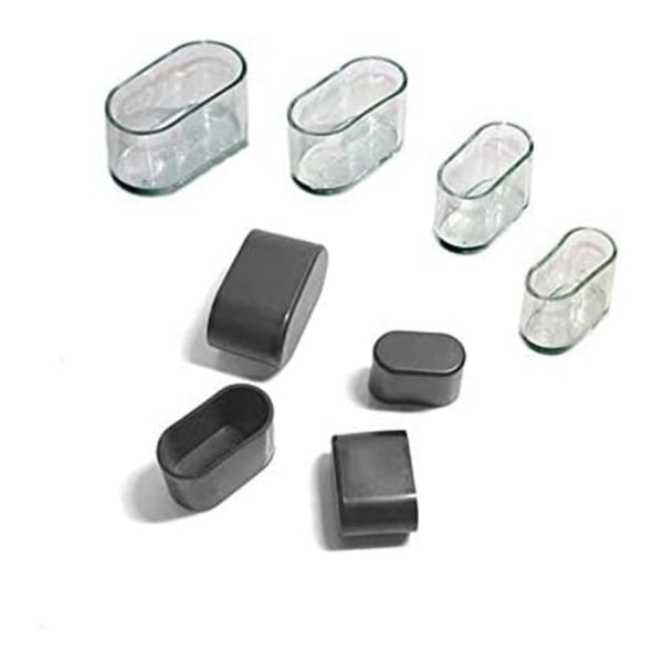 Ovale stolbenbeskyttere i silikon, møbelfotputer, bordbeskyttere, gulvbeskyttere mot riper, 8-24 stk - gjennomsiktig/24 stk, 15 x 30 mm