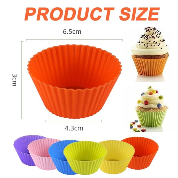 Bakeformer for cupcakes av silikon 24 pakker, 2,75 tommers bakeformer i silikon,