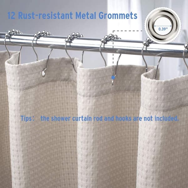 Beige Duschdraperi för Sovrum Våffel Duschdraperi 72x72 Tum Maskintvättbar