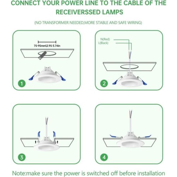 Sats med 6 neutrala vita LED-infällda spotlights, runda LED-badrumsspotlights