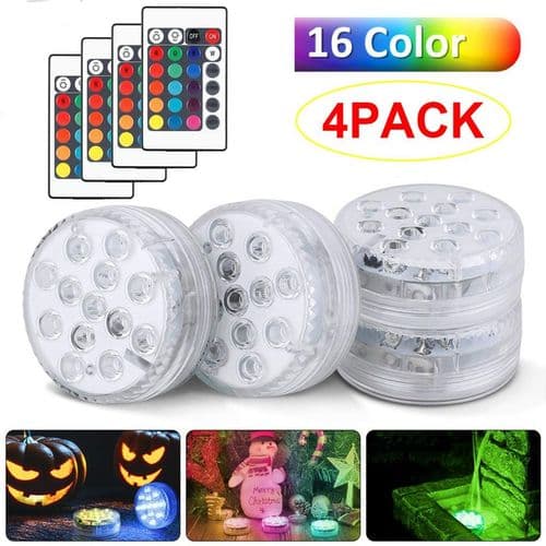 Sett med 4 13LED RGB undervannslys Vanntette Akvarium Basseng Dam