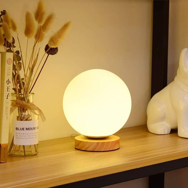 Træbordlampe, dekorativ bordlampe E27 KLB