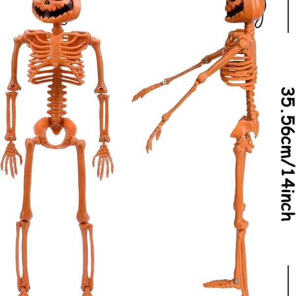 15,7'' Poseable Halloween Skelet - Græskarhoved Fuld Krop Halloween Skelet KLB