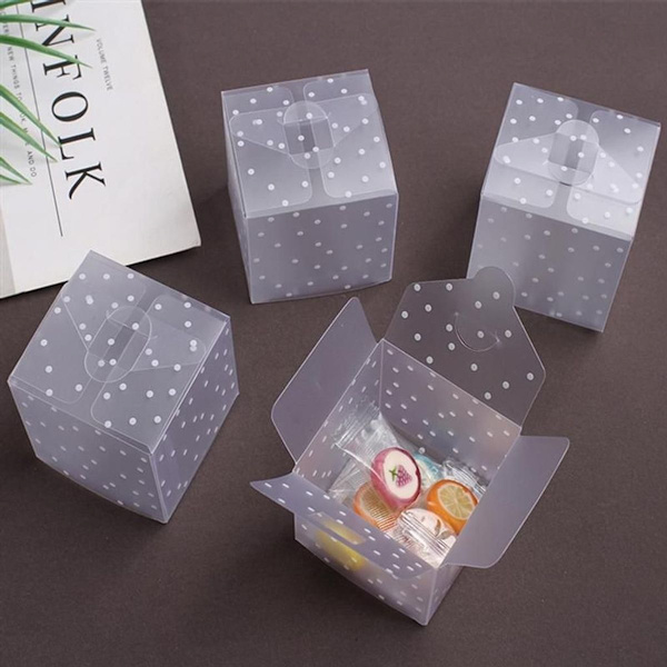 50 stk. Translucence Plastik Candy Box PVC Dot Candy Boxes Chokolade Gave KLB