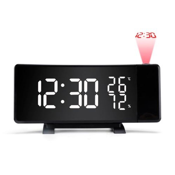 Trefärgad projektor klockradio, USB digital väckarklocka, termometer och hygrometer