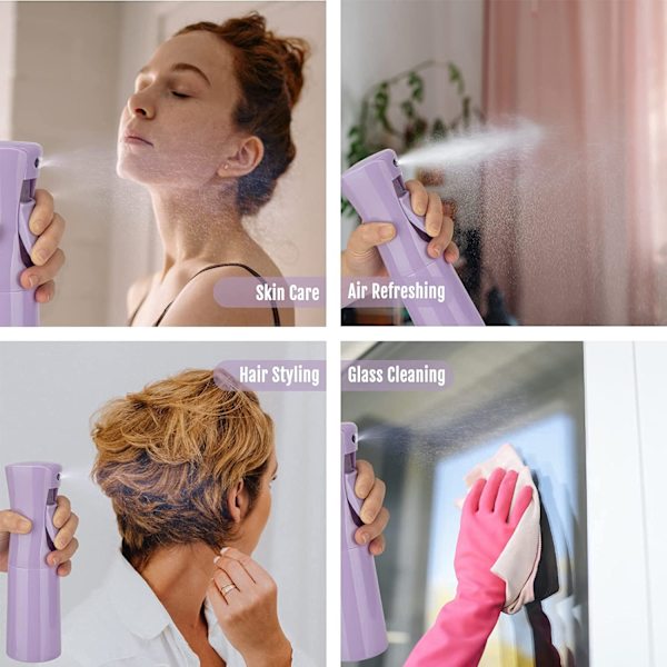 200 ml kontinuerlig sprayflaska (lila 2-pack), hårsprayflaska, fin dimsprayflaska för salonger, frisörer, växter, hudvård, rengöring