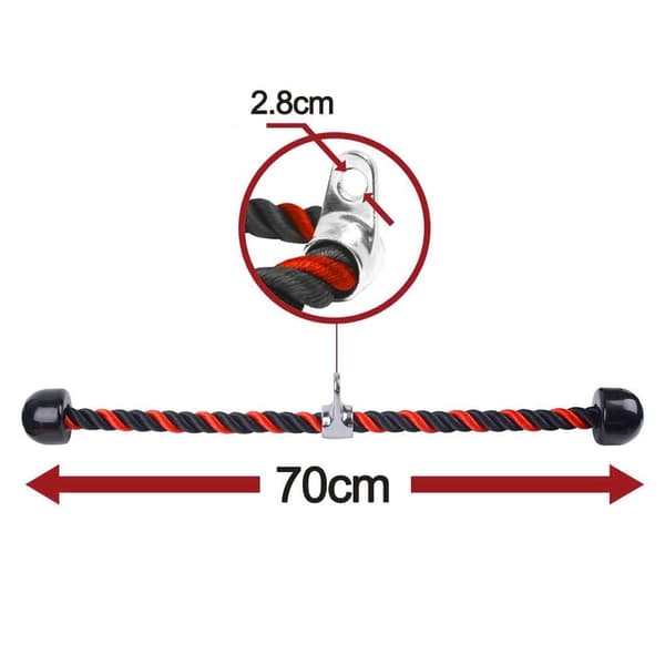 Nylon triceps tau, rød-svart, 70 cm