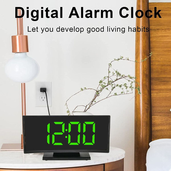 Stor skärm LED digital väckarklocka med elektronisk klocka grön