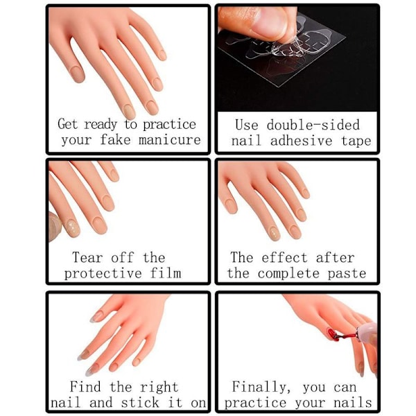 Nagelövningsmodellhand, nageldisplay manikyrtillbehör, flexibel rörlig