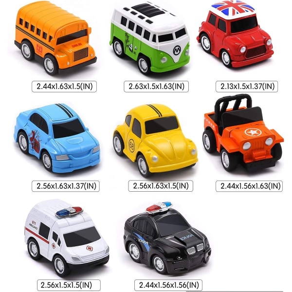 Pull Back Metal Cars, 8 Pack Die Cast Mini Toy Cars, KLB