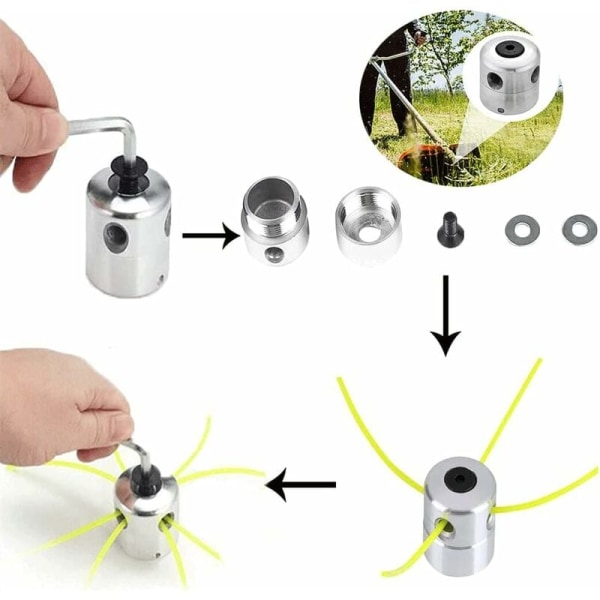 Aluminumspole for Trimmerhode, Sett med Trimmerhode, Nylontråd for Universal Trimmerhode, Aluminumspole for KLB-gressklippere