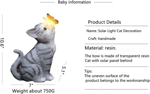 Solcellsdriven LED-belysning Katt Trädgårdsstaty Katt Skulptur Gräsmatta Dekoration