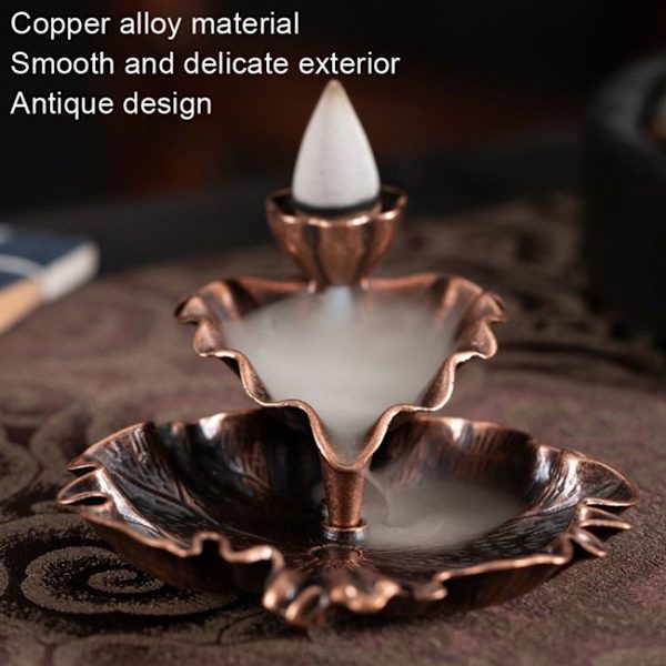 Legering Lotus Blad Tilbageflow Røgelse Brænder Antik Indendørs Røgelse Brænder (Bronze)
