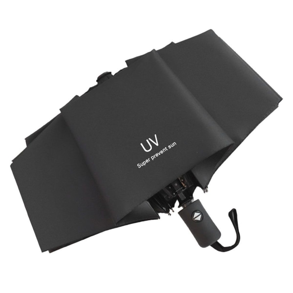 UV automatisk paraply regn og regn sammenleggbar paraply, sort KLB
