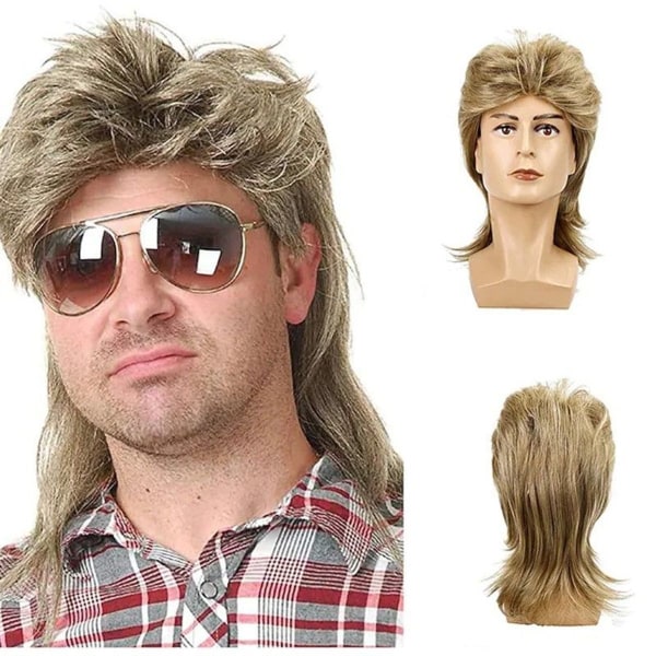 Blond Mullet Peruk för Män - Långt Hår