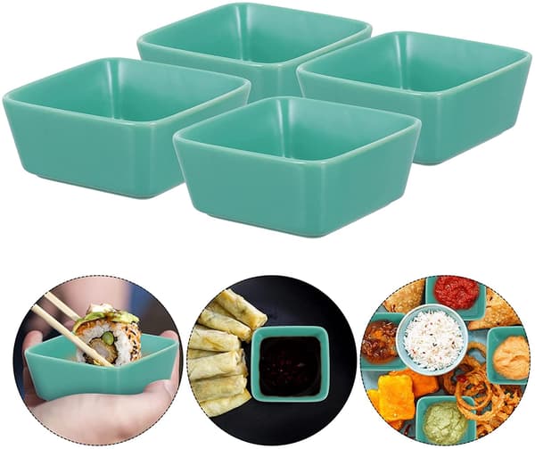 4 st Keramik Appetitfat Kvadratiska Sojasåsfat Dipfat