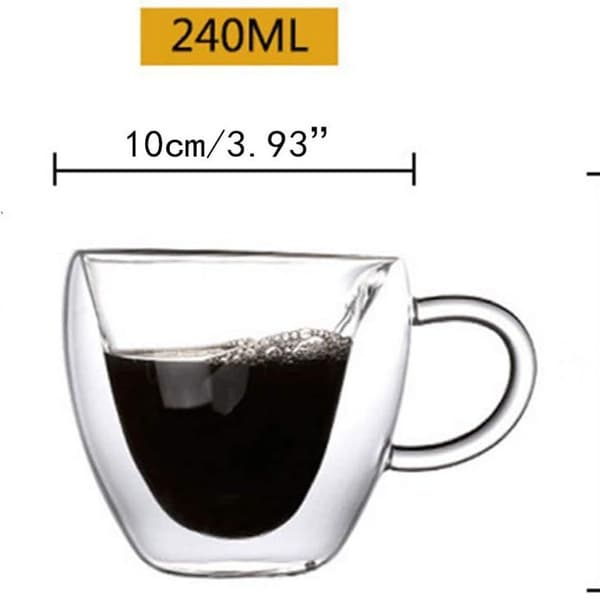 Hjerteformet dobbeltvægget isoleret glas kaffekopper eller tekopper,