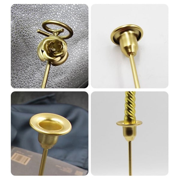 2 st Rosformade Metall Ljusstakar Bar Bordsdekoration Ljusstake för Ljusstake