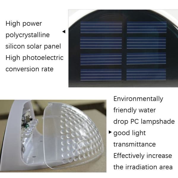 N760B 6 LED Solcelled Vanddråbe Hegn Lys i To Farver (Sort Krop)