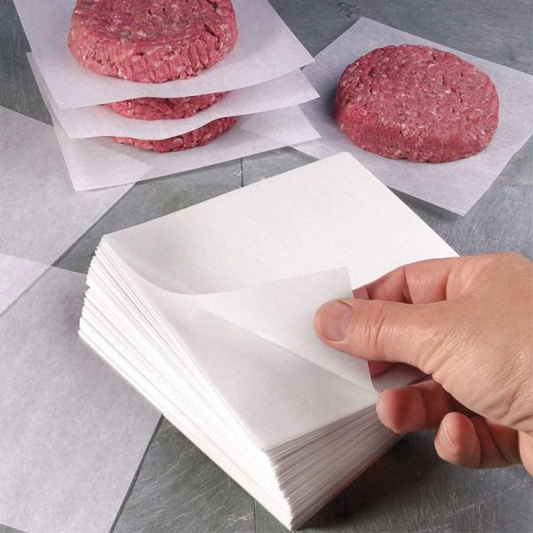 1000 ark bagepapir, 10 x 10 cm, hvidt, pergamentpapir i færdigudskårne ark til ovn og bagning -