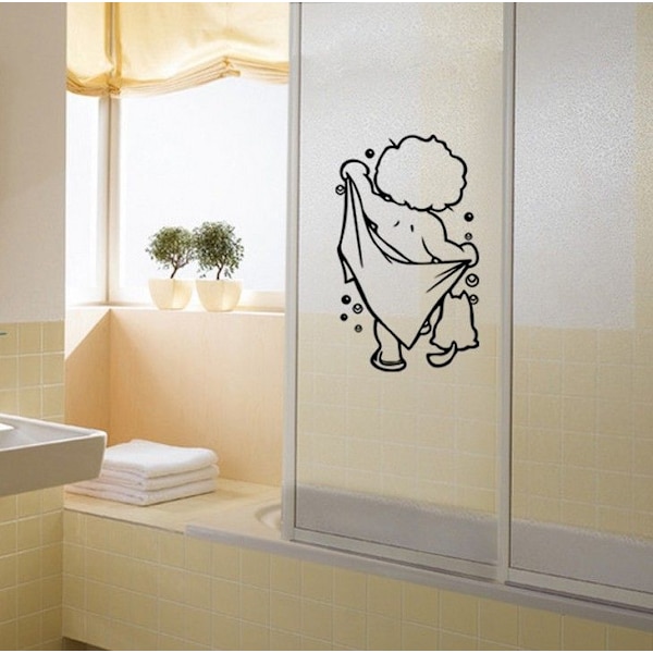 Kylpyhuoneen hauskat pojat suihku kylpyhuoneen seinätaidetarra vinyyli tarra (43*26CM)