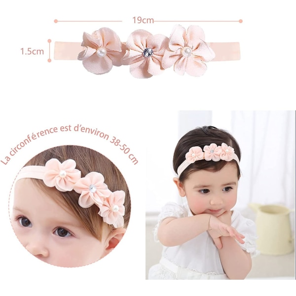 4 Pcs Grosgrain Ribbon Flower Headbands for Baby Girls/Kids,Hair Accessory Suitable for Little Girls for Parties/Photos and Weddings(4 PCS)