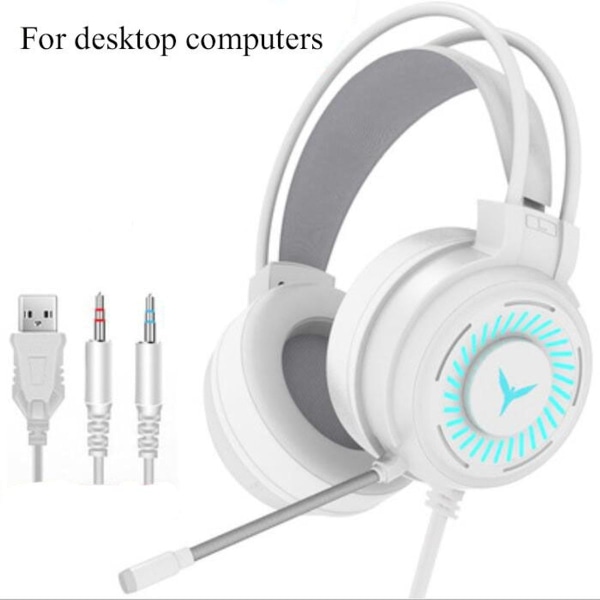 Gaming Headset Headset med 7.1 Surround Sound Stereo, G58 Vit