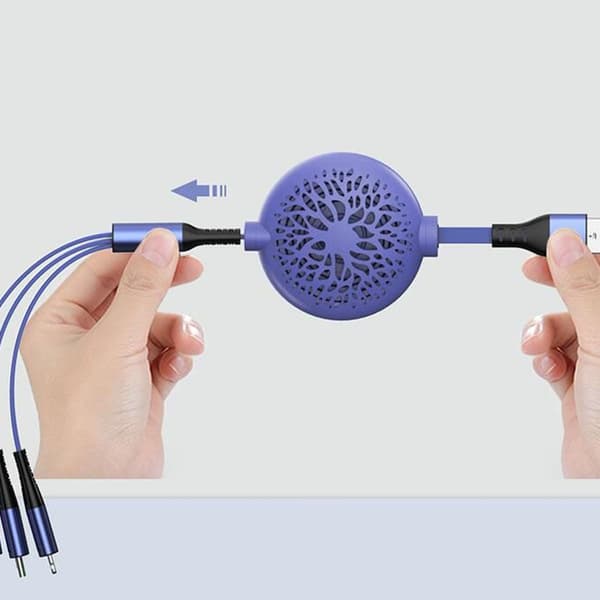 3-in-1 On The Soft Glue Go Retractable Charging Cable, Purple