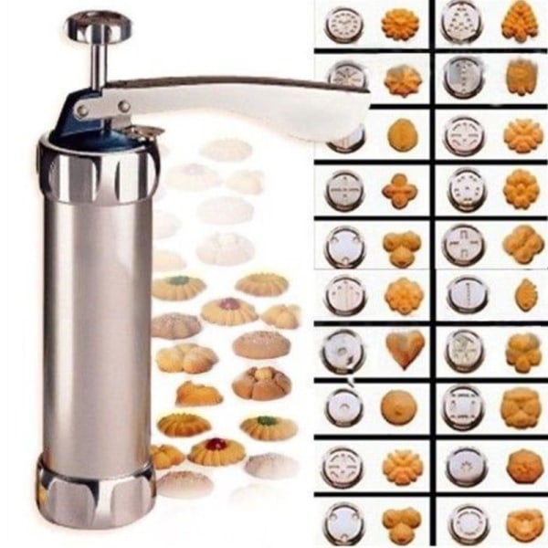 Keksipuristimet, leivonnaispursotin 20 lisäosalla ja 4 suihkutuslisäosalla DIY-leivonnaismuotti Keksinvalmistustyökalut Kotileivontatyökalut