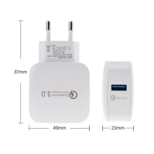 QC3.0 snabbladdningsplugg 5v3a, europeisk standard