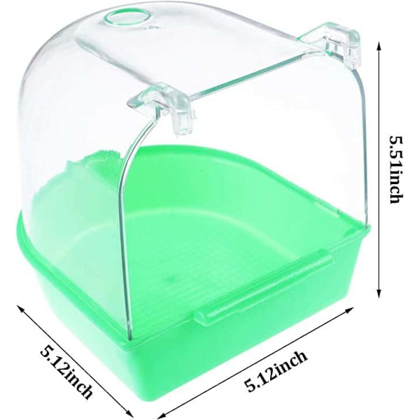Transparent fågelbad, plastbur för rengöring av papegojor och gökfåglar, grön
