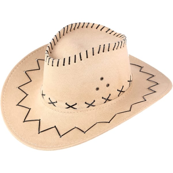 Cowboyhatt Kostyme Tilbehør Bred Bremm Western Cowgirl Wild West Hatter -Beige