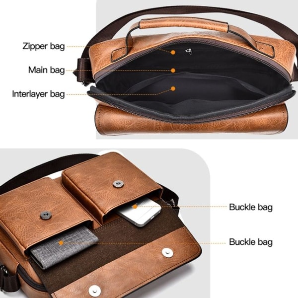 D241 Herre Business Skulder Bag Stor Kapasitet Casual Messenger Bag (Svart)