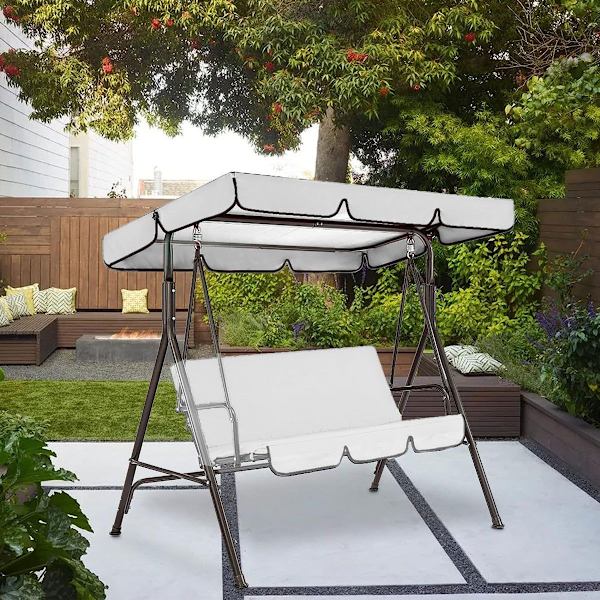 Porch Swing Canopy Vanntett Swing Deksel Hage Swing Grå
