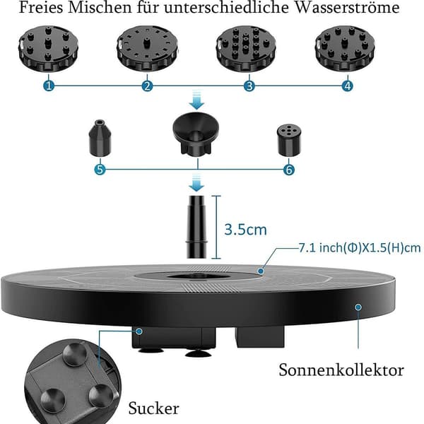 2,5W solcellsfontänpump - Flytande fågelbad