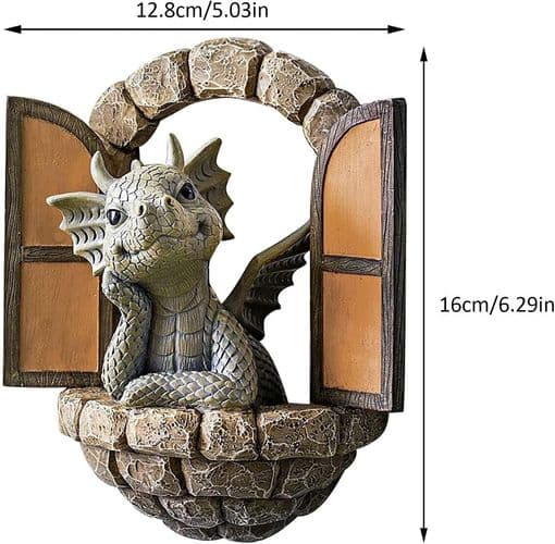 Solar dekorativ drage statue, dragefigurer dekorasjon, drageskulptur hage,