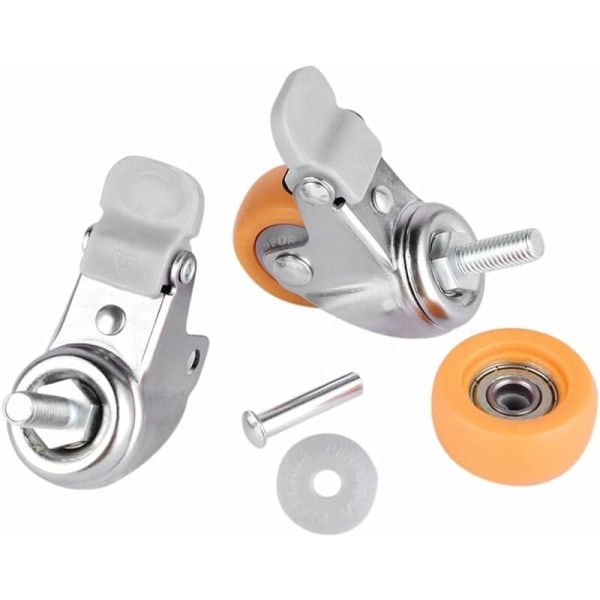 Tunge transportvognhjul med brems, 360 graders sving, perfekt for små møbler (oransje, dimensjoner: 50mm, M10×25), 1 stk KLB