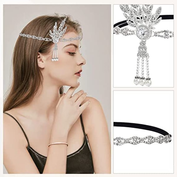 20-luvun pääpanta, 20-luvun Gatsby-kruunu, pääpanta, Gatsby Flapper -vintage-pääpanta, hiuskoriste naisille, 1920-luvun asusteet, hopea, yksi koko