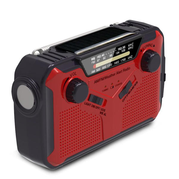 Aurinkoradio, AM/FM-käsikampi-radio hätäradio 2500mAh