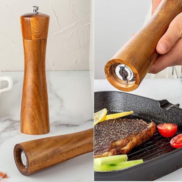 Pepparkvarn i trä, kryddkvarn, trä, 2 delar saltpepparkvarnset med