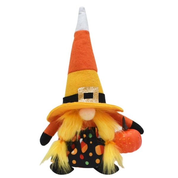 Halloween Plysj Gnomes Håndlagde Ansiktsløse Dukke Hjemmebord Gul KLB