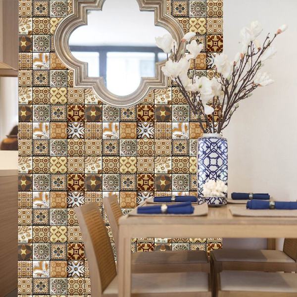 Flise klistermærker til badeværelse og køkken 12 stk 30x30 cm - Vandtæt PVC klæbende vægdekoration Azulejos mosaik cementfliser