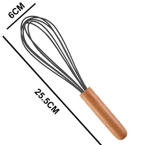 Manual hand egg beater made of stainless steel with a gray wooden handle KLB