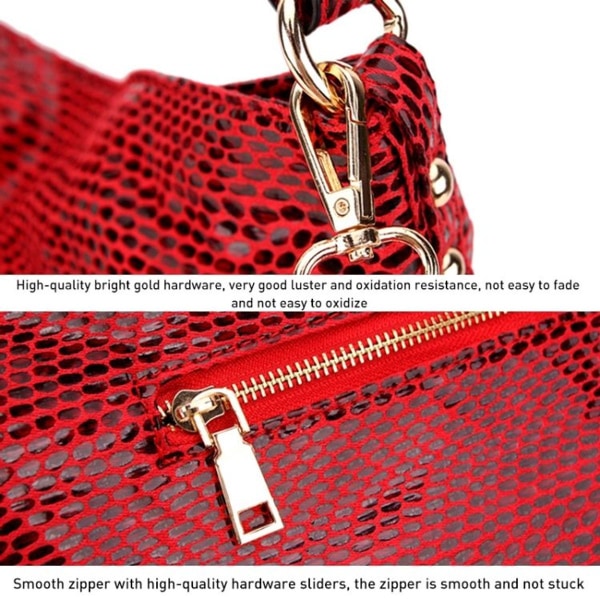 DSY1727 Snake Tassel suuri kapasiteettikäsilaukku (punainen)
