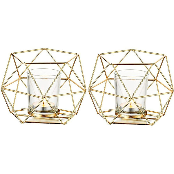Tealight-hållare ljusstake metall - set med 2 geometriska tealights KLB
