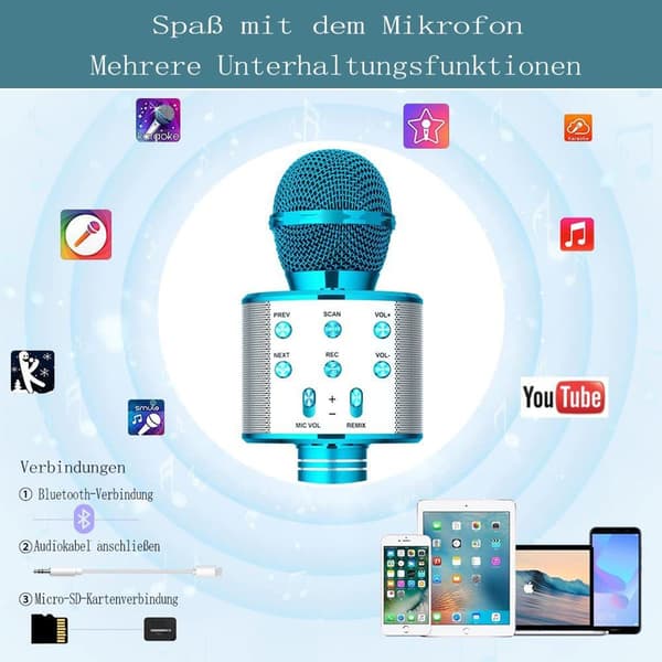 Ankuka Karaoke Mikrofon Barn, 2-pack Trådlös Magisk Sång Bluetooth KLB
