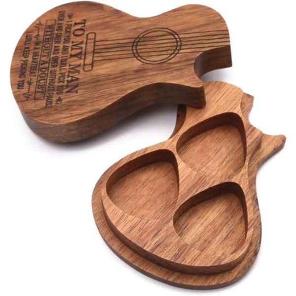 Gitarrtillbehör Trägitarrplock Trälåda för Gitarrplock och Plock