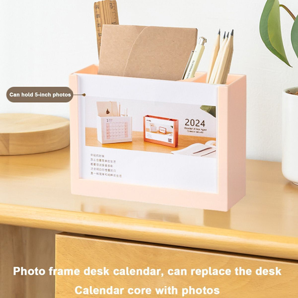 Skrivebords kalender 2024 Skrivebords arrangør pennholder 2024 Skriver stil 2 KLB
